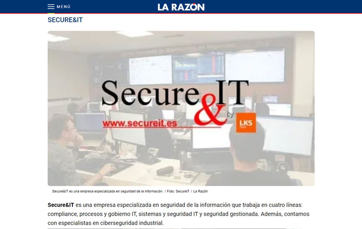 Secure&it en el artículo Top ciberseguridad de La Razón