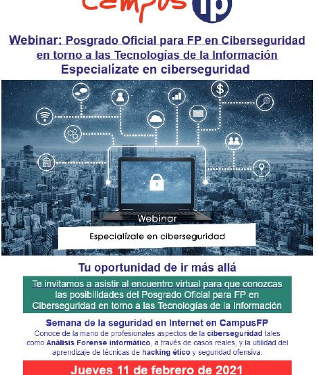 Webinar Especialízate en Ciberseguridad organizado por Campus FP