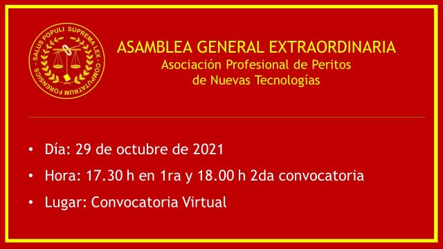 Asamblea General Extraordinaria de PETEC. Día: 29 de octubre de 2021 Hora: 17.30 h en 1ra y 18.00 h 2da convocatoria Lugar: Convocatoria Virtual