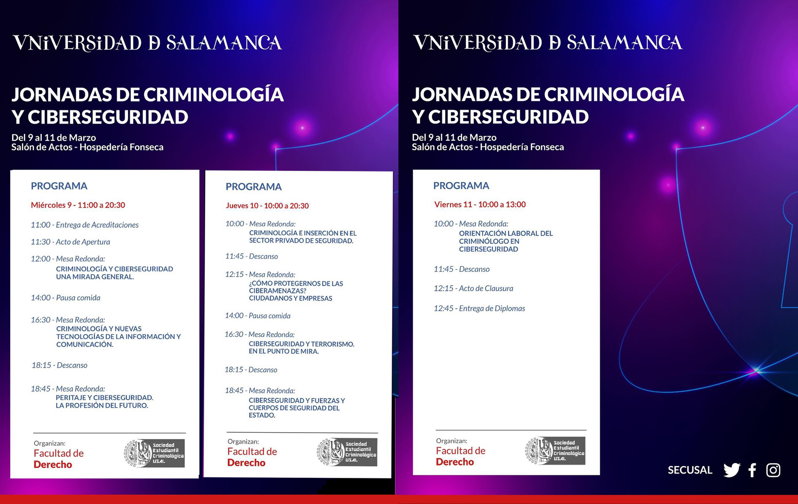 I Jornadas de Criminología y Ciberseguridad en Salamanca organizado por USAL y SECUSAL